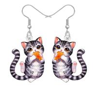 DALANE Boucles d'oreilles pendantes en acrylique avec motif chat tigré pour maman, accessoires pour femmes, amoureux des animaux, M, Acrylique Acier inoxydable, Pas de gemme