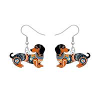 DALANE Boucles d'oreilles pendantes en acrylique avec motif mandala amusant - Bijoux bohémiens - Cadeaux pour les amoureux des chiens, les femmes, les mamans, les propriétaires de chiots, Medium