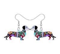 DALANE Boucles d'oreilles pendantes en acrylique avec motif mandala amusant - Bijoux bohémiens - Cadeaux pour les amoureux des chiens, les femmes, les mamans, les propriétaires de chiots, Medium