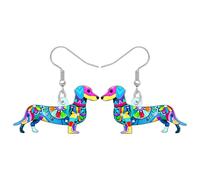 DALANE Boucles d'oreilles pendantes en acrylique avec motif mandala amusant - Bijoux bohémiens - Cadeaux pour les amoureux des chiens, les femmes, les mamans, les propriétaires de chiots, Medium