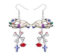DALANE Boucles d'oreilles pendantes en acrylique - Cadeau d'Halloween gothique - Zombie - Pour femme et fille - Amusant - Mauvais yeux - Croix - Os - Lèvres - Spooky Goth - Bijoux pour costume