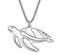 DALANE Collier Acier Inoxydable Requin Mignon Pendentif Plaqué Or 18K Dauphin Crabe Tortue Bijoux Animaux Océaniques Cadeaux pour Femmes Filles Charms (Tortue Plaquée Argent)