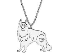 DALANE Collier de Chien Collie en Acier Inoxydable Plaqué Or 18K Pendentif Chiot Bijoux pour Animaux Chihuahua Cadeaux pour Femmes Filles Amoureux des Chiens (Berger Allemand Plaqué Argent)