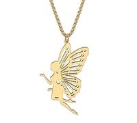 DALANE Collier de Fée en Acier Inoxydable Pendentif Plaqué Or 18K Ailes de Papillon Bijoux Cadeaux pour Femmes Filles Charms Faveur de Fête (Plaqué Or B)