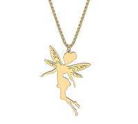DALANE Collier de Fée en Acier Inoxydable Pendentif Plaqué Or 18K Ailes de Papillon Bijoux Cadeaux pour Femmes Filles Charms Faveur de Fête (Plaqué Or A)