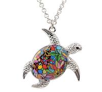 DALANE Collier Tortue Alliage Émaillé Pendentif Tortue Mer Animaux de l’océan Bijoux pour Femmes Filles Charms Cadeaux (Multi)
