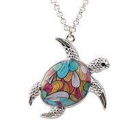 DALANE Collier Tortue Alliage Émaillé Pendentif Tortue Mer Animaux de l’océan Bijoux pour Femmes Filles Charms Cadeaux (Bleu)