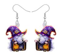 DALANE Nouveauté Halloween Magie Gnomes Sorcières Acrylique Boucles d'oreilles Costumes de Vacances Punk Effrayant Unique Bijoux de Sorcière, Halloween Goth Cadeaux pour Femmes Filles (Pourpre)