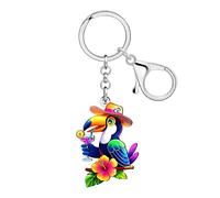 DALANE Porte-clés Acrylique Mignon Toucan Tropical Clés de Voiture Sac Accessoires Porte-clés Cadeaux Oiseaux Hawaïens pour Femmes Filles Amoureux des Oiseaux Breloque (Coloré)