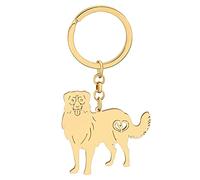 DALANE Porte-clés Chien Berger Australien Acier Inoxydable Border Collie Puppy Porte-clés Voiture Cadeaux pour Femmes Filles Bijoux (Berger Australien Plaqué Or)