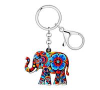 DALANE Porte-clés Éléphant Bohème Mignon en Acrylique Porte-clés Clés de Voiture Accessoires de Portefeuille Cadeaux Bohèmes pour Femmes Filles et Amoureux des Animaux (Coloré)