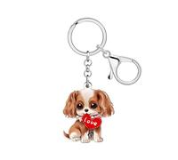DALANE Porte-clés en acrylique Cavalier King Charles épagneul pour chiot, cadeau pour femmes, filles, enfants, amoureux des chiens, porte-clés de voiture, Rouge, Medium