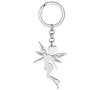 DALANE Porte-clés Fée Mignonne en Acier Inoxydable Cadeaux de Mode pour Femmes Filles Portefeuille Porte-clés Papillon Ailes de Fée Bijoux (Plaqué Argent A)