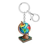 DALANE Porte-clés Globe Terrestre Vintage en Acrylique avec Sac à Main Accessoires pour Clés Cadeaux Littéraires pour les Amoureuses des Livres Femmes Filles (Bleu)
