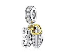 DALARAN Sterling Silver Age Charms pour Pandora 16 18 30 40 50 Years of Love Dangle Charm Plaqué Or Coeur Cadeau D'anniversaire