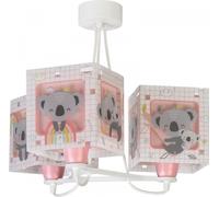 Dalber Lampe Suspension Enfant 3 Lumières Koala Animaux Rose, 63267S, E27
