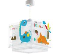 Dalber - Lampe à suspension enfant - Dinos - Motif dinosaures, L 24 cm, H 21,5 cm, Blanc, vert, jaune, orange