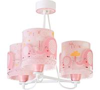 Dalber Lampe Suspension Enfant 3 Lumières, Little Elephant, L'éléphant; les animaux Rose, 61337S, E27