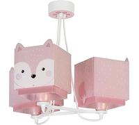 Dalber Lampe Suspension Enfant 3 Lumières Little Fox Renard animaux rose, 64587, E27