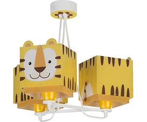 Dalber Lampe Suspension Enfant 3 Lumières Little Tiger Animaux jaune, 64567, E27