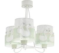 Dalber Lampe Suspension Enfant 3 Lumières Sweet Love Cygne Vert Animaux, 61717H, E27
