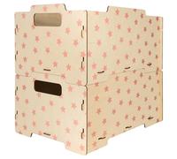 DALBER Lot de 2 Boîtes à Jouets en Bois, Coffres de Rangement Enfant avec Poignées, Empilables et Réversibles, pour Jouets, Livres et Peluches, Chambre d'Enfant, Star light Rosa.