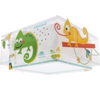Dalber Plafonnier Enfant, Lampe de Plafond pour Chambre d’Enfant, Luminaire, Happy Jungle Caméléon les animaux jungle, 63316M, E27-2 x 15W