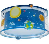 Dalber Plafonnier Enfant, Lampe de Plafond pour Chambre d’Enfant, Luminaire, Planets planètes système solaire Bleu, 41346M, E27-2 x 15W