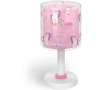 DALBER Unicorns lampe de chevet enfant licornes brille dans le noir 30 x 13cm ampoule E14 + règle souple 15cm, Rose/Blanc