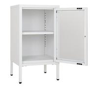 Dalby Cabinet - Meuble, métal blanc, 1 porte vitrée 38x35x7 cm
