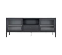 Dalby table TV 2 portes en verre, 1 tiroir, 1 tablette noir.