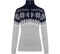 Dale of Norway - Pull à col zippé en laine de mérinos - Myking Sweater Light Charcoal/Off White/Navy pour Femme en Laine - Taille L - Gris Gris L