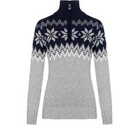Dale of Norway - Pull à col zippé en laine de mérinos - Myking Sweater Light Charcoal/Off White/Navy pour Femme en Laine - Taille XL - Gris Gris XL
