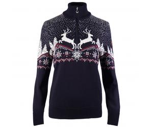 Dale of Norway - Women's Dale Christmas Sweater - Pull en laine mérinos - S - navy / off white / red rose