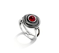 DALEGEM Bague multi-cercles avec lignes croisées épaisses en cristal, plaqué argent, bague de cocktail, bague de fête, bijou cadeau pour femme, 7, Argent sterling, Obsidienne