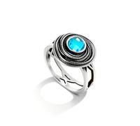 DALEGEM Bague multi-cercles avec lignes croisées épaisses en cristal, plaqué argent, bague de cocktail, bague de fête, bijou cadeau pour femme, 7, Argent sterling, Obsidienne