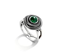 DALEGEM Bague multi-cercles avec lignes croisées épaisses en cristal, plaqué argent, bague de cocktail, bague de fête, bijou cadeau pour femme, 7, Argent sterling, Obsidienne