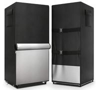 Dalema Housse de réfrigérateur d'extérieur 600D très résistante 100 % étanche pour réfrigérateur vertical. La façade peut être enroulée par des fermetures éclair (noir, 83,8 x 83,8 x 170,2 cm (l x P x