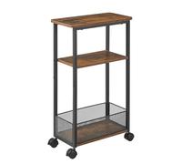 DALEMHOME Chariot de rangement à 3 niveaux, table d'appoint avec roulettes, cadre en métal, pour cuisine, salle à manger, salon, bureau à domicile, marron rustique, 40 x 20 x 64 cm (l x L x H)