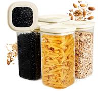 Dalena Home® Bocaux Verre Hermétique Empilable, Set de 4 Verre Borosilicate Robuste + Etiquettes (4x 1500ml) - Boîte Rangement Cuisine - Pot Carrée