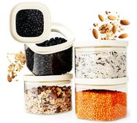 Dalena Home® Bocaux Verre Hermétique Empilable, Set de 4 Verre Borosilicate Robuste + Etiquettes (4x 500ml) - Boîte Rangement Cuisine - Pot Carrée