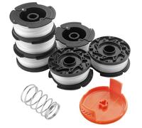 Dalephoric 6 Pièces Bobine Fil Coupe Bordure, Compatible avec Black et Decker Débroussailleuse, Ligne de Bobines de Rechange avec 1 Couvercle et 1 Ressort, Longueur du Fil 9,14 m, Diamètre 1,65 mm