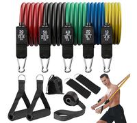 Dalephoric Kit Elastique Musculation, Bande de Resistance Musculation de 5 Niveaux avec 5 Elastique Sport, Sangles de Cheville, Poignées et Ancrage de Porte, Resistance Band pour Fitness, Pilates