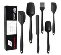 Dalephoric Spatule de Silicone de Cuisine Kit, 6 Pièces Spatule Silicone, Spatules Cuisine, Maryse Patisserie, avec Cuillere et Pinceau, Résistante à la Chaleur, Sans BPA, Antiadhésive, Noir