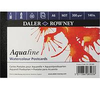 Daler-Rowney Aquafine Bloc de papier texturé pressé à froid pour aquarelle et gouache 300 g/m² Format A6 14,7 x 10,4 cm Blanc naturel collé 1 face 12 feuilles Idéal pour les professionnels Sans acide