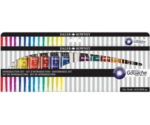 Daler Rowney Aquafine Ensemble de peintures à la gouache Introduction Set 12 x 15 ml