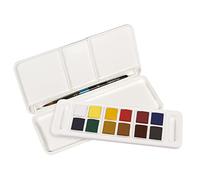 Daler Rowney Aquafine - Set de voyage peinture aquarelle - 12 demi-godets et 1 pinceau