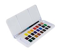 Daler Rowney Aquafine - Set de voyage peinture aquarelle - 24 demi-godets et 1 pinceau