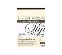 Daler-Rowney Bloc de papier de calligraphie 90 g/m² A4 collé 1 face avec 30 feuilles, 3 couleurs assorties, idéal pour les artistes professionnels