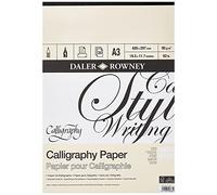 Daler Rowney Bloc de papier parchemin texturé 90 g/m² A3 collé 1 face avec 30 feuilles, 3 couleurs assorties, idéal pour les artistes professionnels